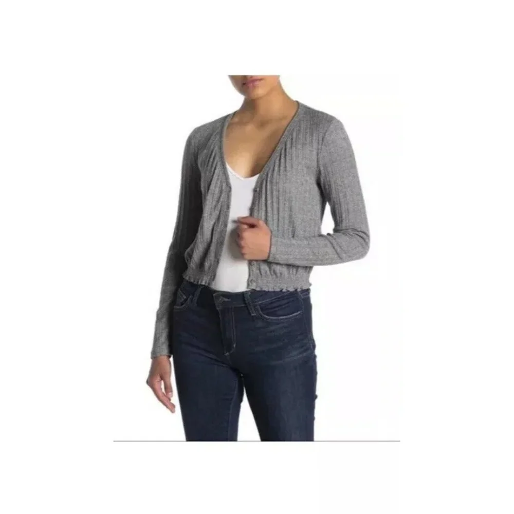 NWT‎ Women's Abound Pointelle Knit Crop Grey Sweater S